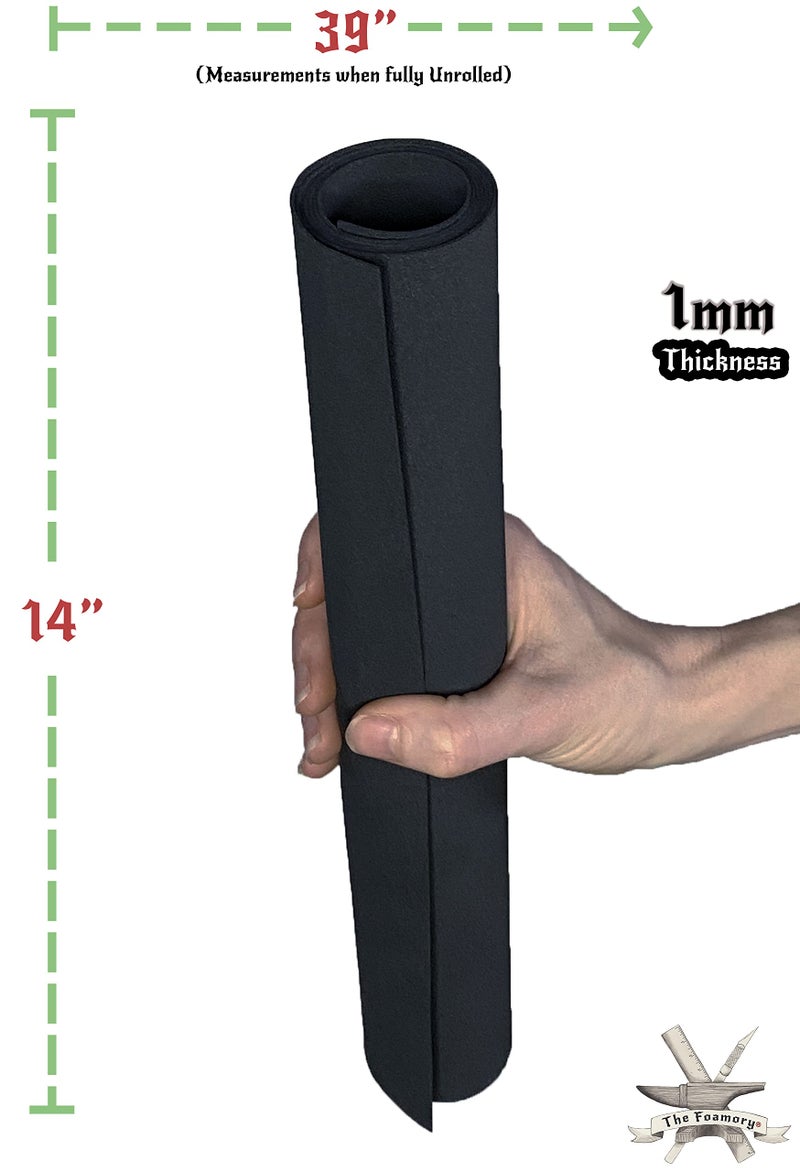 The Foamory EVA Foam Cosplay - (2mm to 10mm) - Black or White - 14"" x 39"" Sheet - Ultra High Density 85 kg/m3 - by The Foamory (Black, 1mm - Thickness) - Image 4